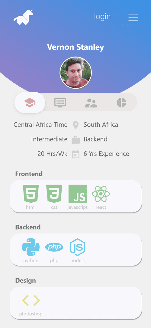 Project Unicorn app landing page